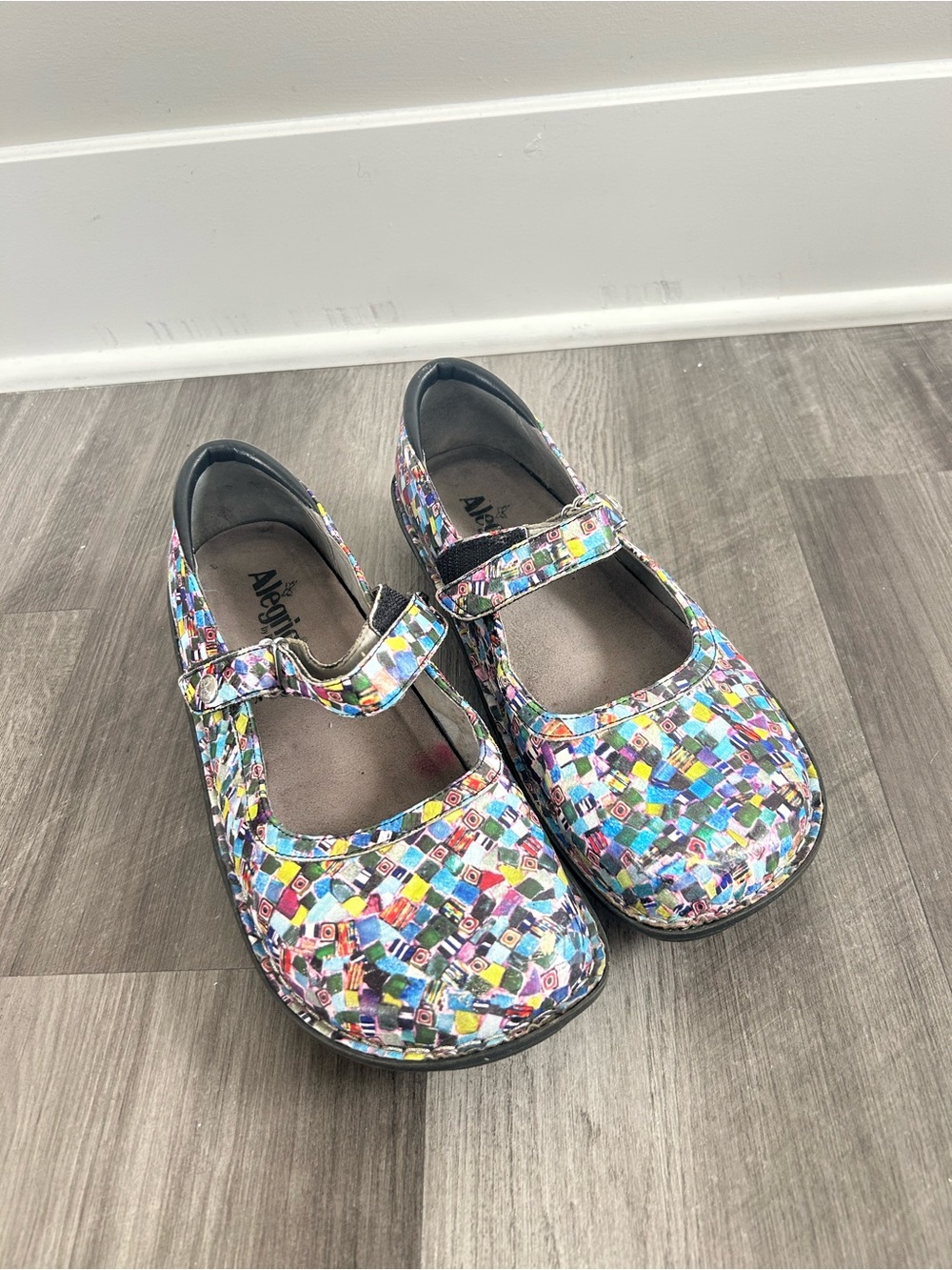 Alegria Mary Janes Bella Multi Cube colorful comfortable shoes size 41